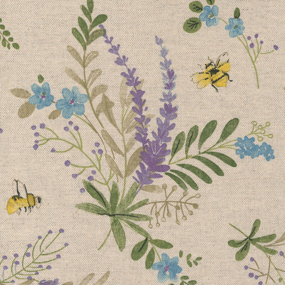 Il Giardino Vivace – Tekstilvoksdug med vilde blomster og summende bier, mønster