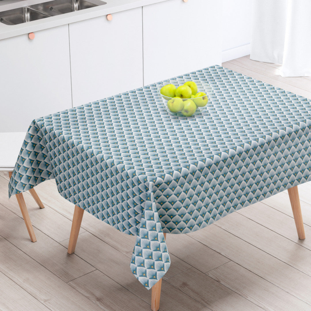 Arctic Pattern Blue – Tekstilvoksdug med elegant grafisk gentagelse – 155 cm bred