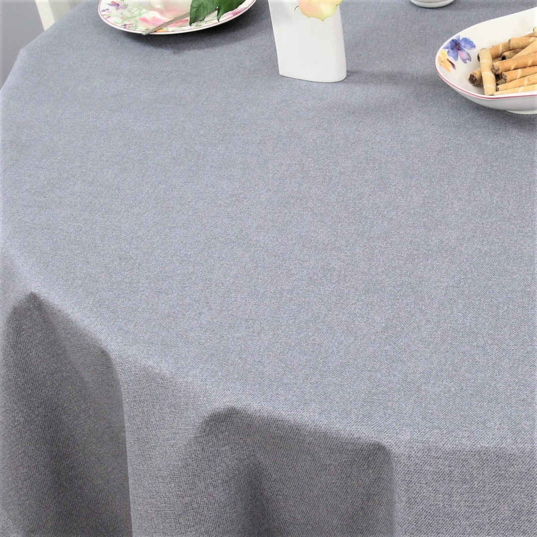 Dali Grey – Ensfarvet tekstilvoksdug – 160 cm bred, rund