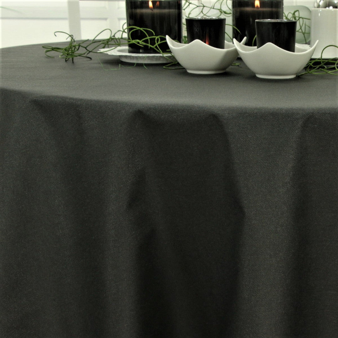 Dali Noir – Ensfarvet tekstilvoksdug med stofstruktur – 140 cm bred, rund
