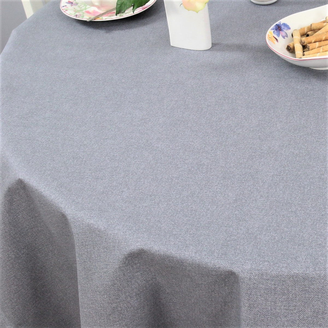 Dali Slate – Ensfarvet tekstilvoksdug med stofstruktur – 140 cm bred, rund