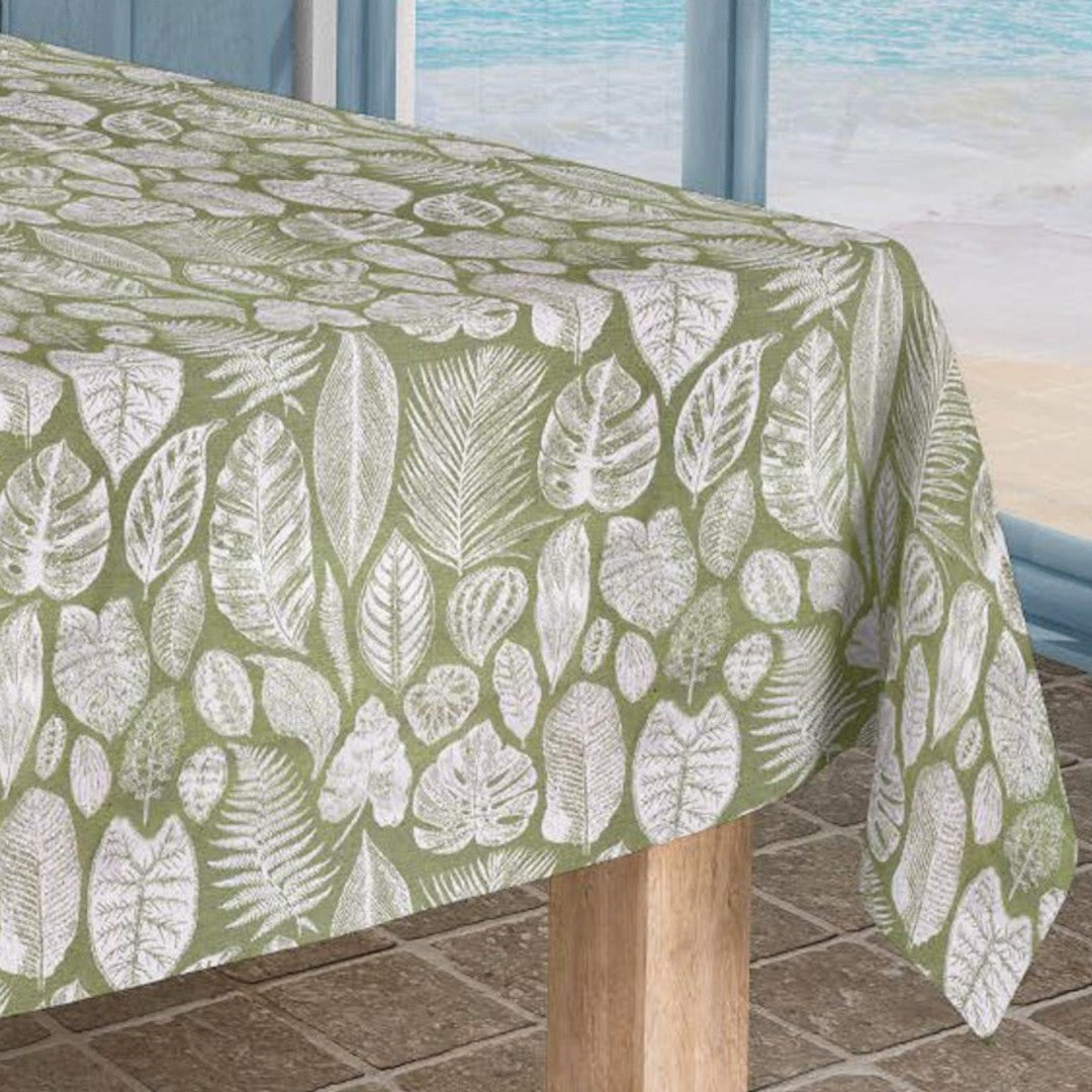 Eddy Selva grøn, jacquardvævet tekstilvoksdug, 180 cm bred