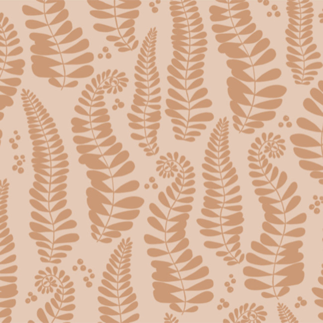 Fern Sweet Almond – Susanne Schjerning tekstilvoksdug med skridsikker bagside, nærbillede