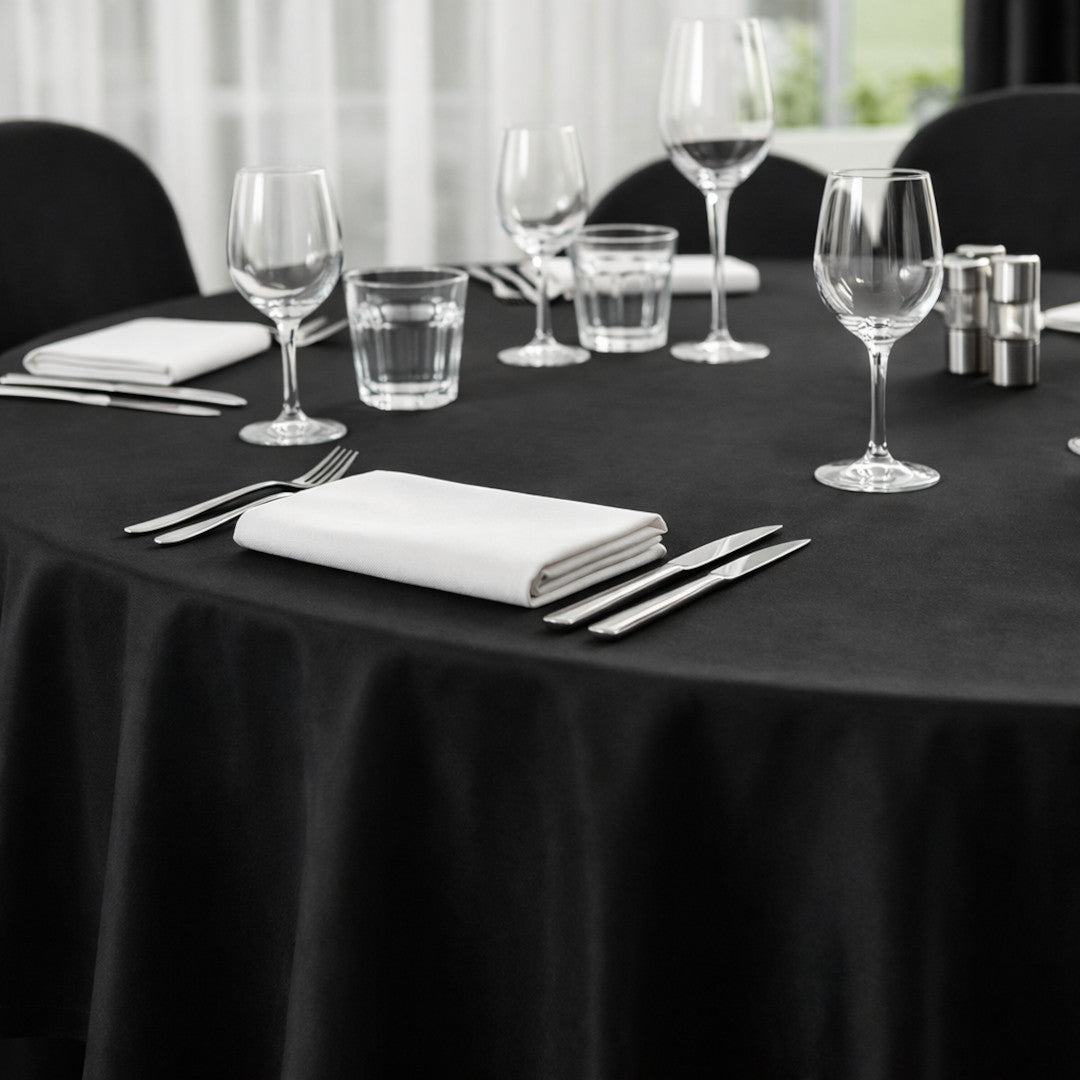 Gastro Sort – Klassisk rund dug til fest Ø180 cm