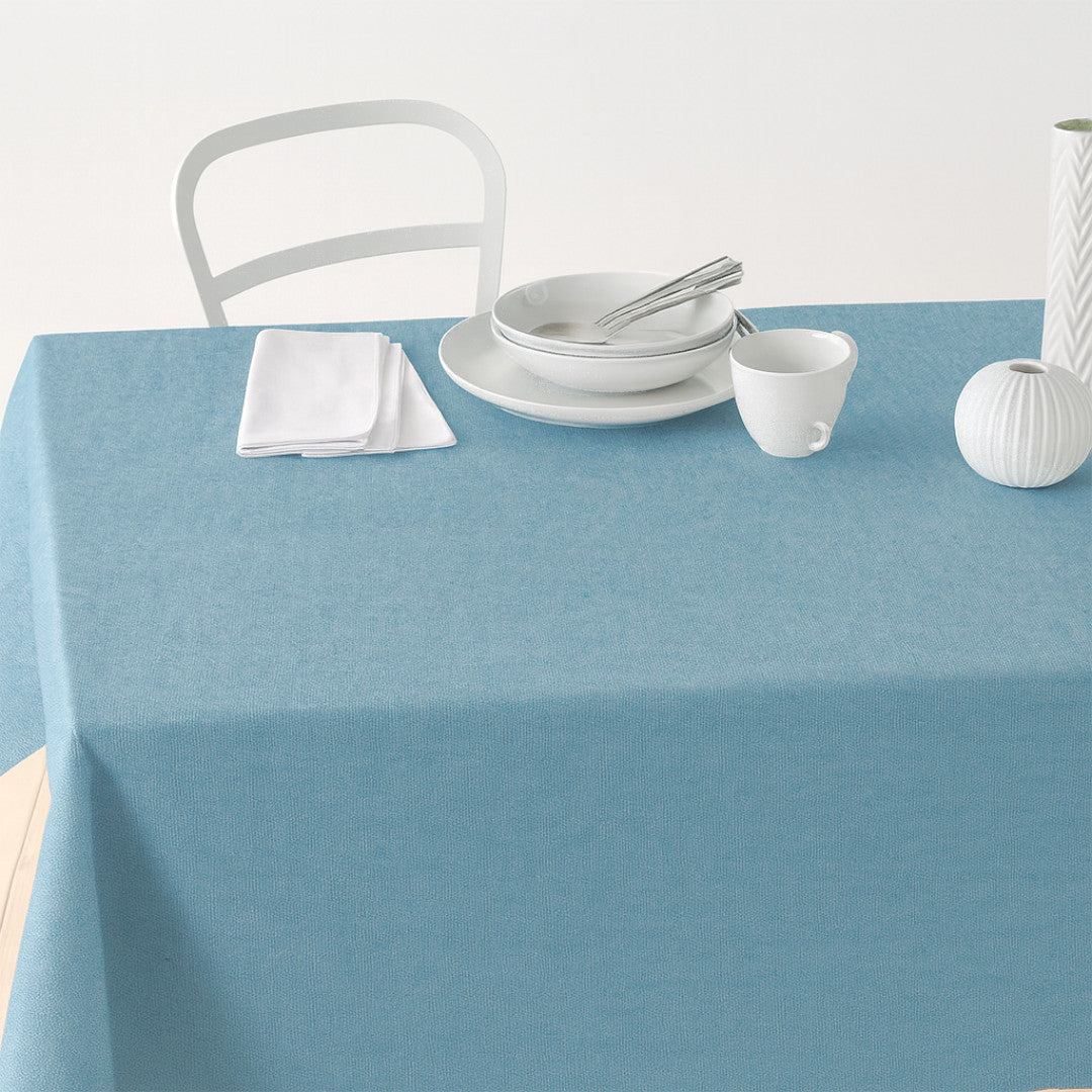 Nordfavn Dean Støvet Blå – Ensfarvet tekstilvoksdug i hørlook