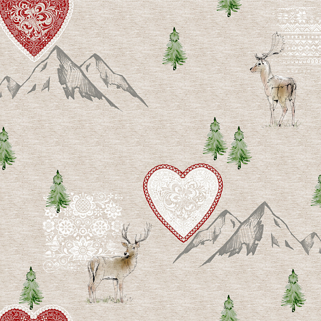 Nordfavn Vixen – Juletekstilvoksdug med rensdyr og nordisk natur, motiv