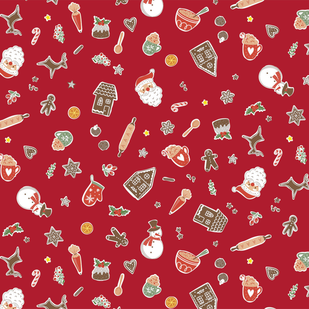 Nordfavn Xmas Cookies – Legesyg julevoksdug i klassisk rød, motiv