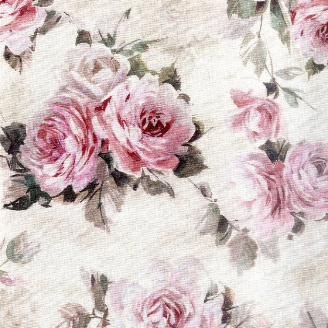 Rose Antiche Bianco – Tekstilvoksdug med romantiske roser