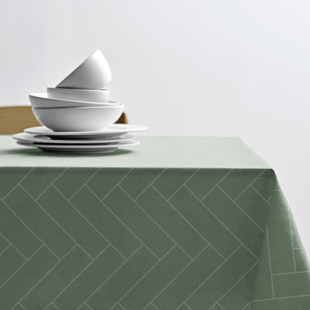 Tiles Hedge Green – Södahl tekstilvoksdug med skridsikker bagside, miljø