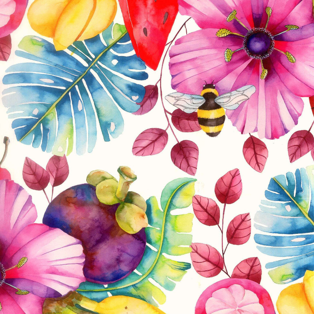 Tropisk Sommer – Tekstilvoksdug med frugter og blomster, motiv