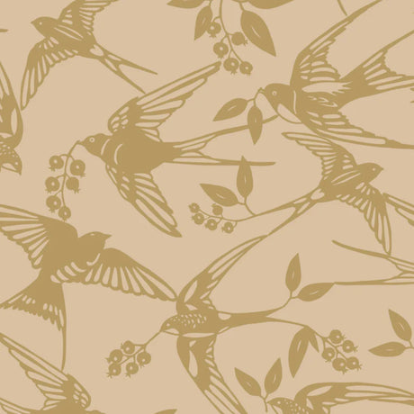 BIRDS Golden – Susanne Schjerning tekstilvoksdug med skridsikker bagside, motiv