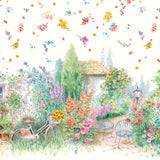 Il Giardino Magico – Tekstilvoksdug med blomstrende have og dekorative borter, motiv