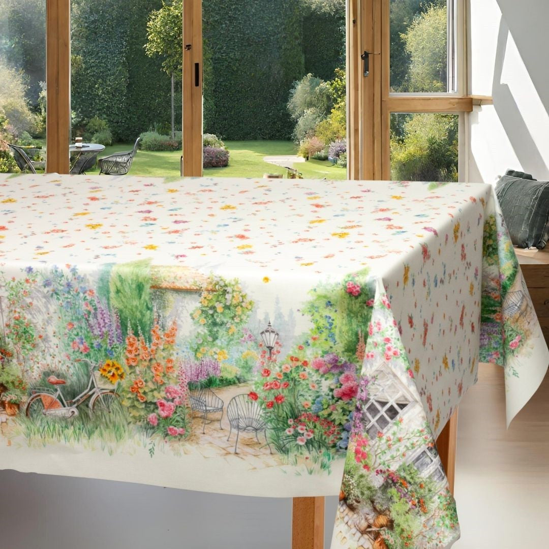 Il Giardino Magico – Tekstilvoksdug med blomstrende have og dekorative borter
