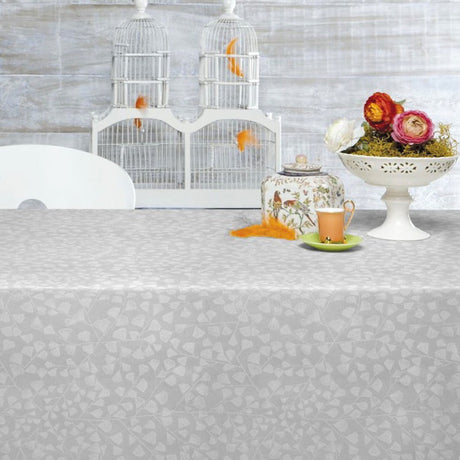 Bonard hvid, jacquard vævet tekstilvoksdug, 160 cm bred