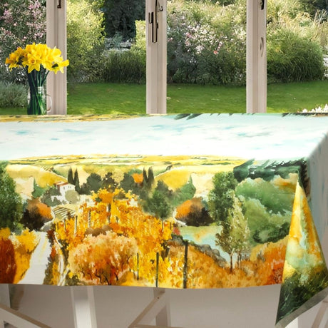 Casa Toscana – Tekstilvoksdug med toskansk landskab, miljø