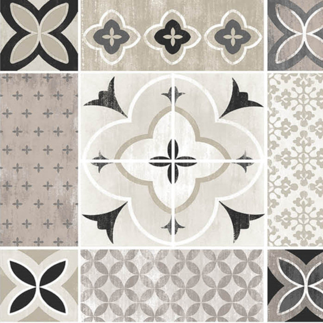 Cimenta Linen Grey – Tekstilvoksdug med flisemønster – 155 cm bred, mønster