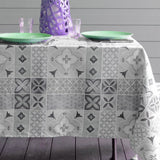 Cimenta Linen Grey – Tekstilvoksdug med flisemønster – 155 cm bred