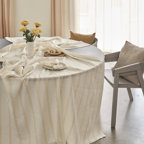 Compliments Brise Gul – Let hørdug med solgule striber 200 x 200 cm