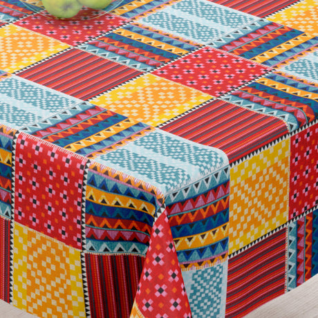 Cuzco Rød – Tekstilvoksdug med mexicansk mønster – 155 cm bred, hjørne
