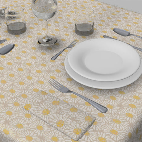 Daisy Natur – Bella Tovaglia tekstilvoksdug med margueritter