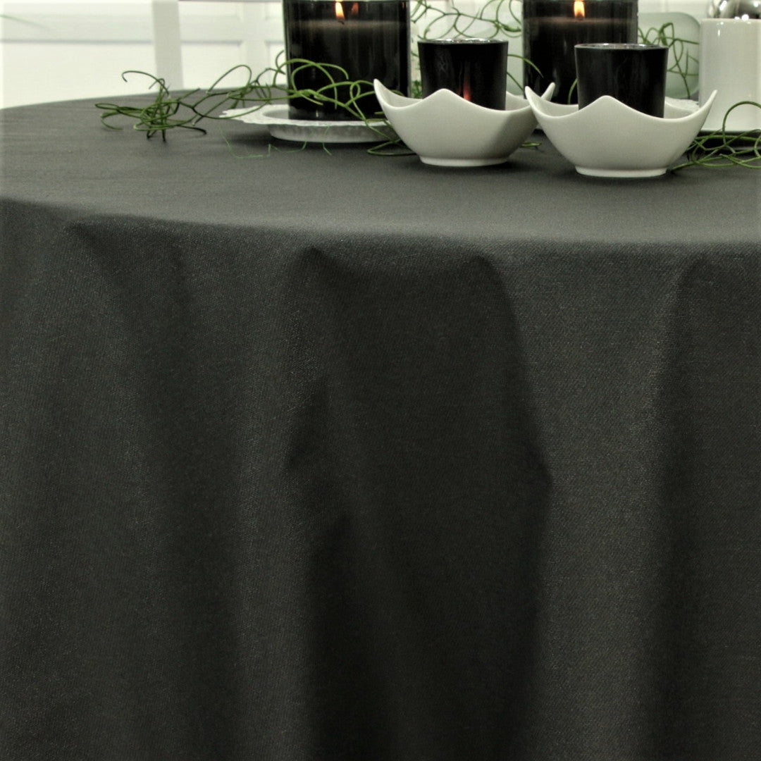 Dali Black – Ensfarvet tekstilvoksdug – 160 cm bred, rund