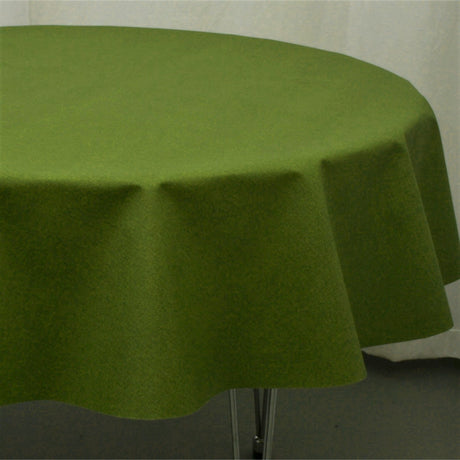 Dali Olive – Ensfarvet tekstilvoksdug med stofstruktur – 140 cm bred, rund