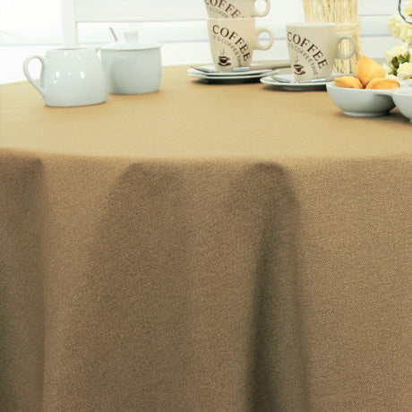 Dali Sandstone – Ensfarvet tekstilvoksdug med stofstruktur – 140 cm bred, rund