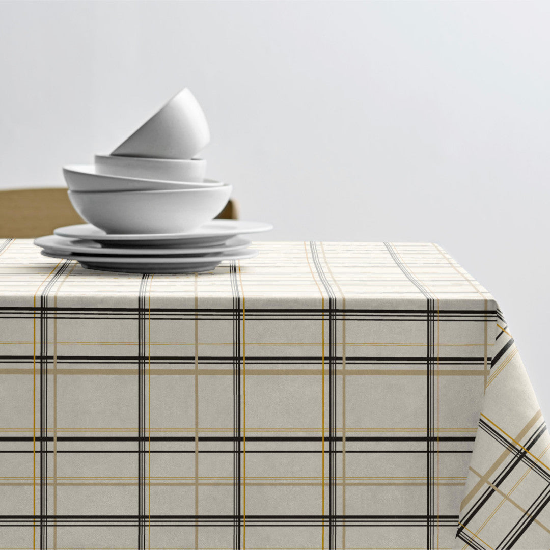 Define Beige/Gold – Södahl tekstilvoksdug med skridsikker bagside