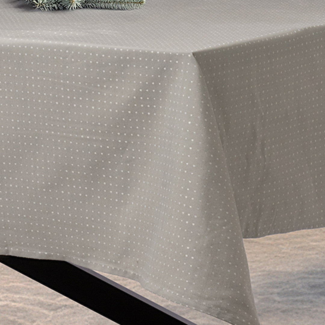 Dotea Grå Blå – Damaskdug med diskret prikmønster 160 x 420 cm, hjørne