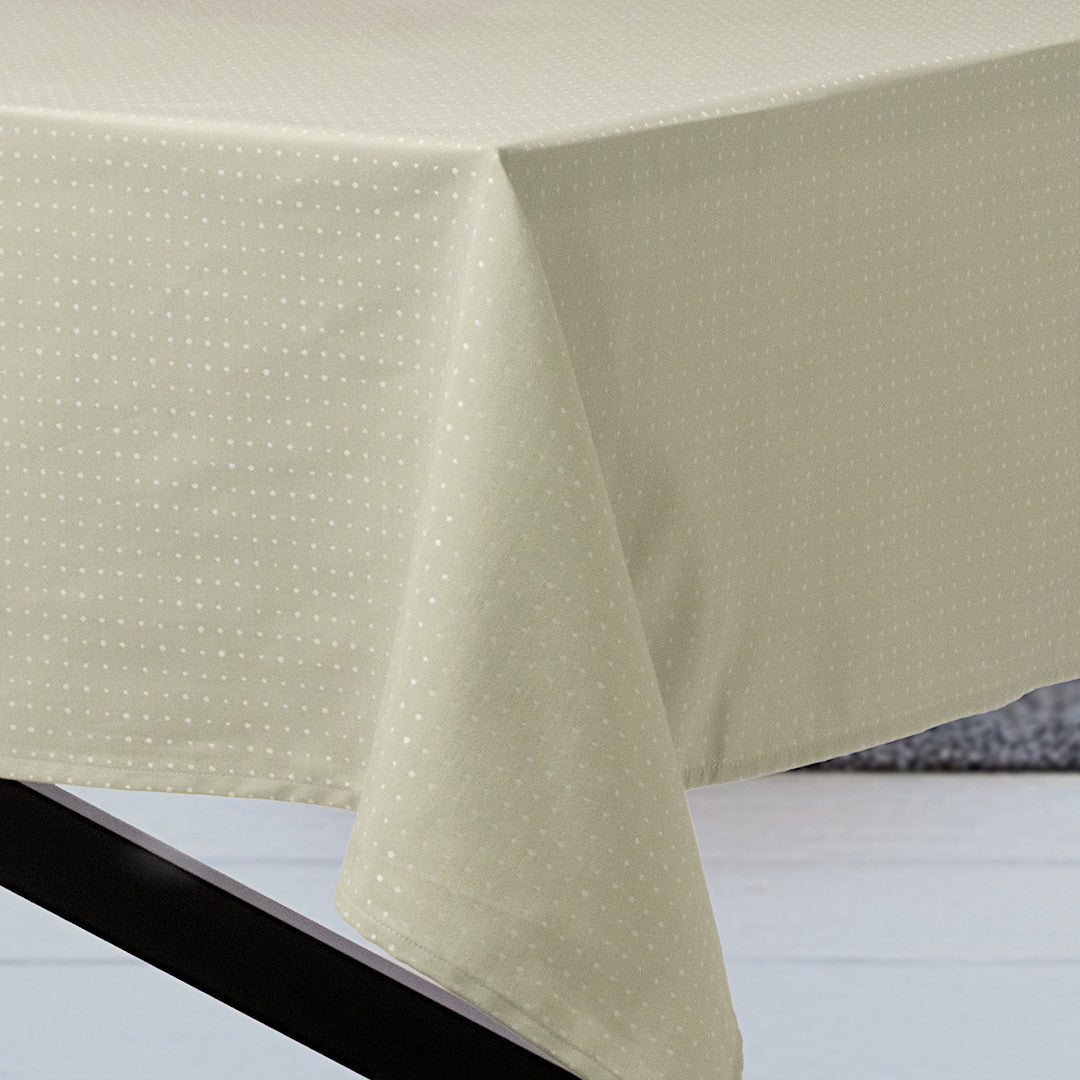 Dotea Sage – Damaskdug med diskret prikmønster 140 x 420 cm, hjørne