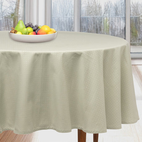 Dotea Sage – Rund damaskdug med diskret prikmønster Ø160 cm
