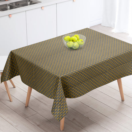 Doucet Mustard – Tekstilvoksdug med grafisk mønster – 155 cm bred