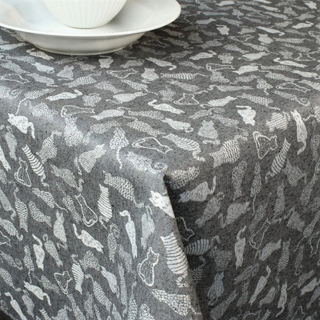 Dumond Antracit - Jacquard vævet tekstilvoksdug, 160 cm bred