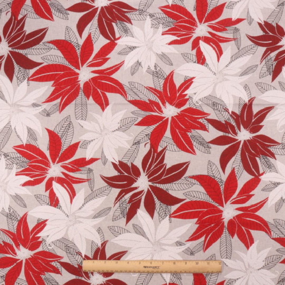Euphorbia Red – Tekstilvoksdug med markante blade – 150 cm bred, mønster