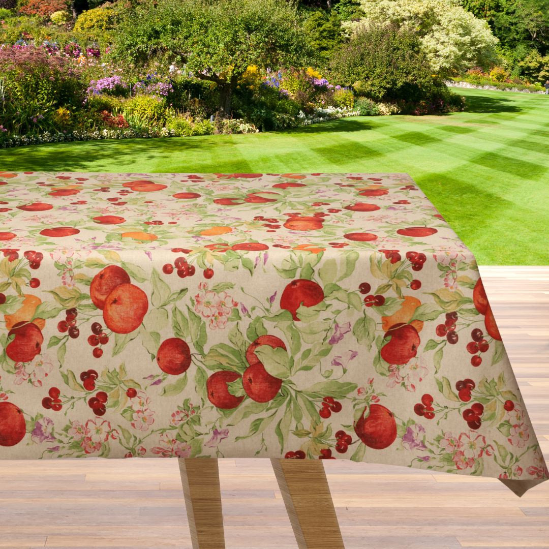 Fioritura di Melograno – Tekstilvoksdug med granatæbler og blomster