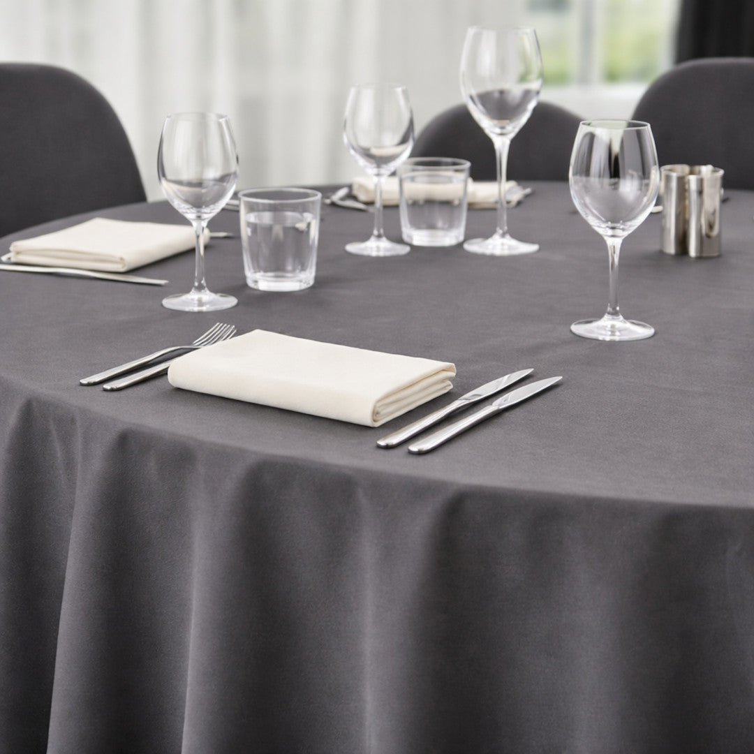 Gastro Grå – Rund dug i neutral farvetone Ø200 cm