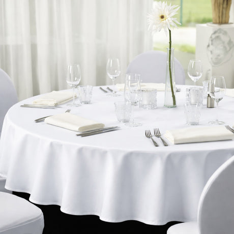 Gastro Hvid – Klassisk rund damaskdug Ø220 cm