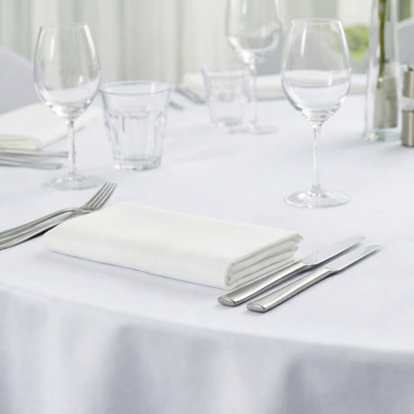 Gastro Hvid – Rund festdug i slidstærk damask Ø240 cm, nærbillede