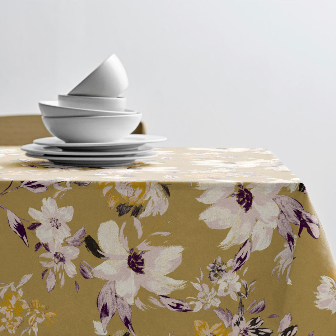 History Bloom Gold – Södahl tekstilvoksdug med skridsikker bagside