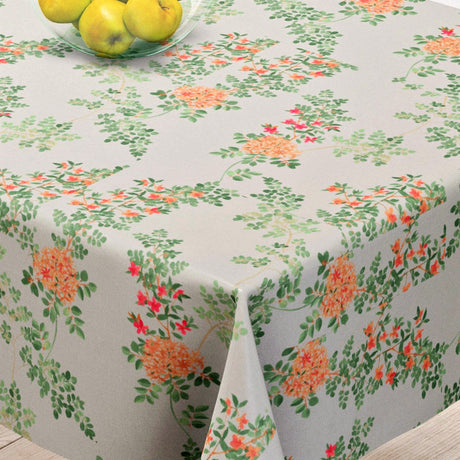 Jasmin Bloom Yellow – Tekstilvoksdug med blomster i 100% hør, hjørne