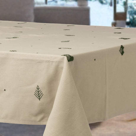 Julia Grøn – Broderet juledug i bomuld 140 x 270 cm