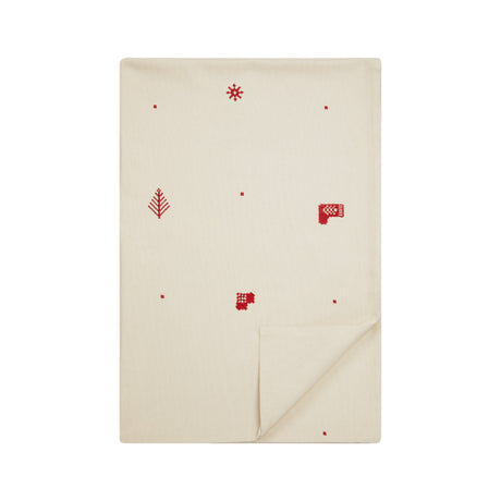 Julia Rød Broderet Juledug – 140 x 270 cm, fold