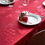 Juna Natale Rød Damaskdug – Klassisk juledug 150 x 220 cm, nærbillede