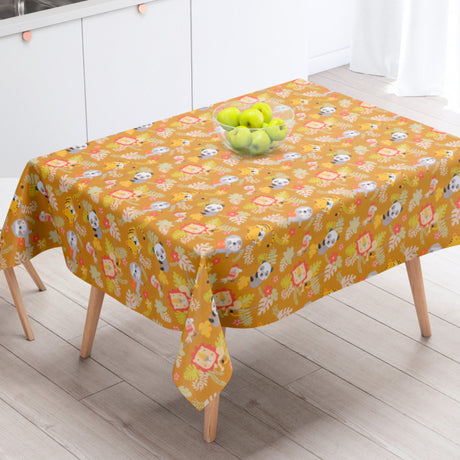 Jungle Friends Mustard – Tekstilvoksdug med søde dyr – 155 cm bred