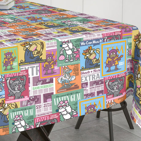 Kukuxumusu Comic Press – Tekstilvoksdug med farverige illustrationer