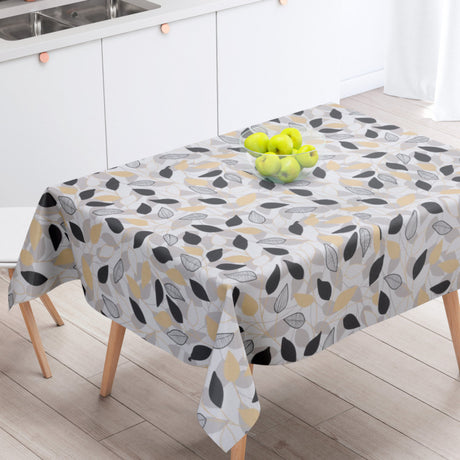 Laurier Noir Grey – Tekstilvoksdug med grafiske blade – 150 cm bred