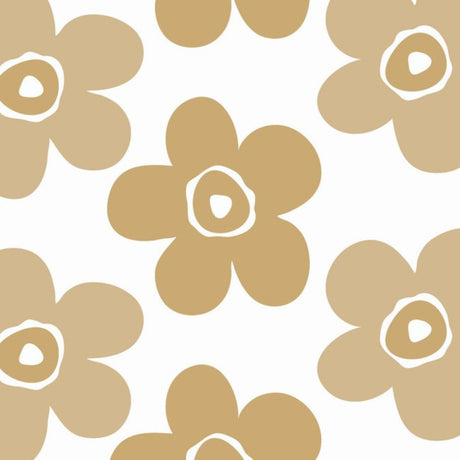 Lola voksdug – Big Flower Peanut Warm Beige, motiv