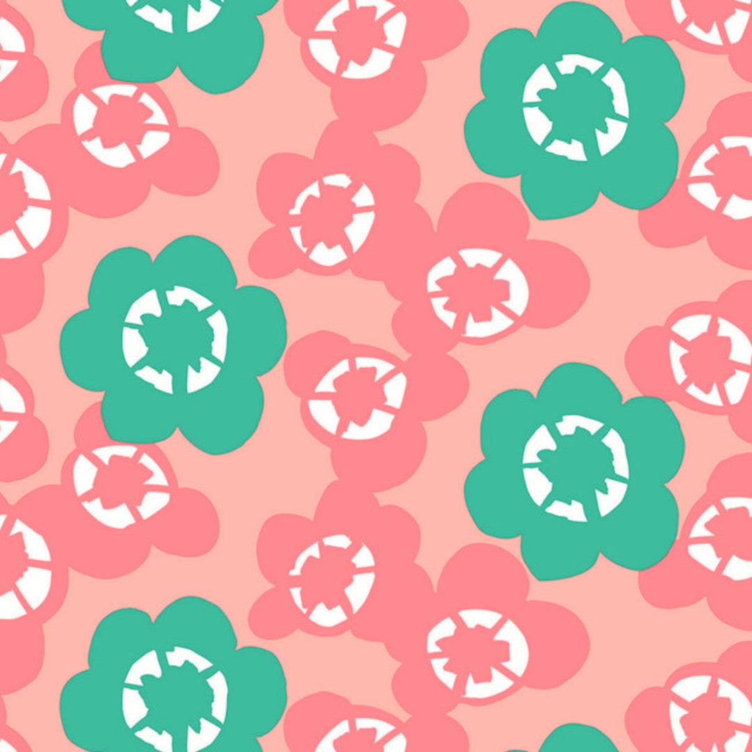 Lola voksdug – Big Meadow Flamingo med store blomster