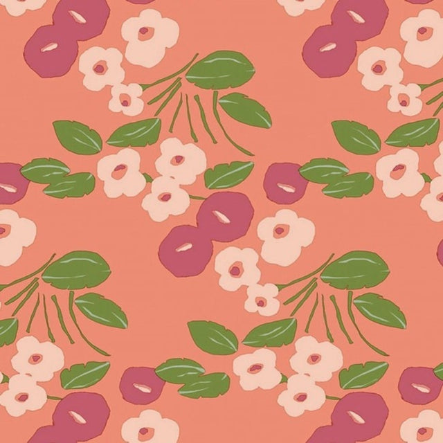 Lola voksdug – Bloom Vivid Coral med farverigt blomstermotiv