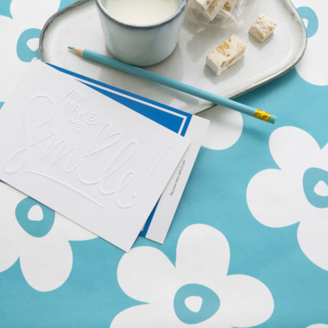 Lola voksdug – Small Big Flower Scuba Blue Calm, motiv